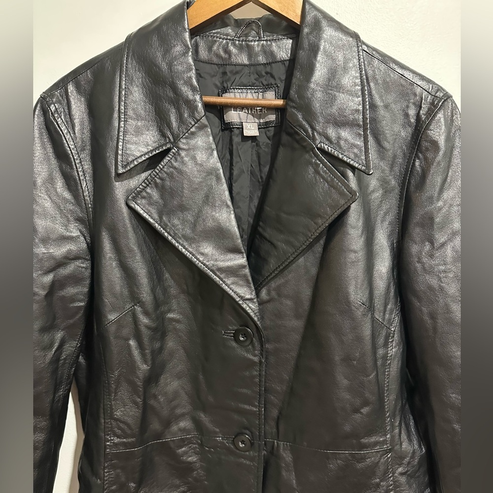 WILSONS‎ LEATHER Black 100% Leather Oversized Jacket Size XL - Picture 3 of 6